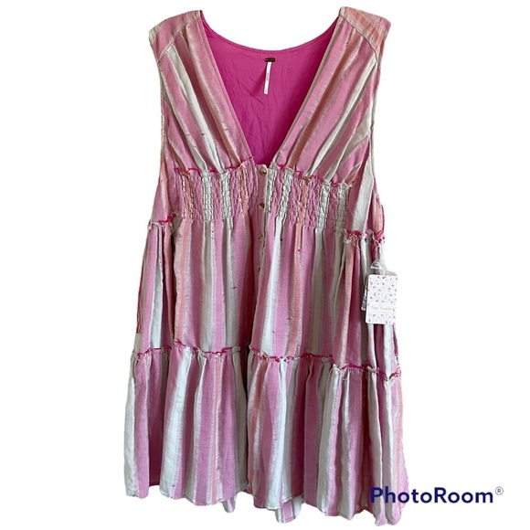 FREE PEOPLE Do It Again BOHO Cotton Mini Dress NWT Small - Picture 3 of 16